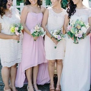 David's Bridal Formal strapless dress hi low